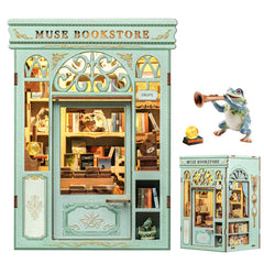 Fsolis Book Nook Kit front view with Muse Bookstore theme for shelf décor
