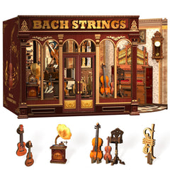 Fsolis Book Nook Kit open scene on bookshelf showcases a cozy miniature setup for desk decor