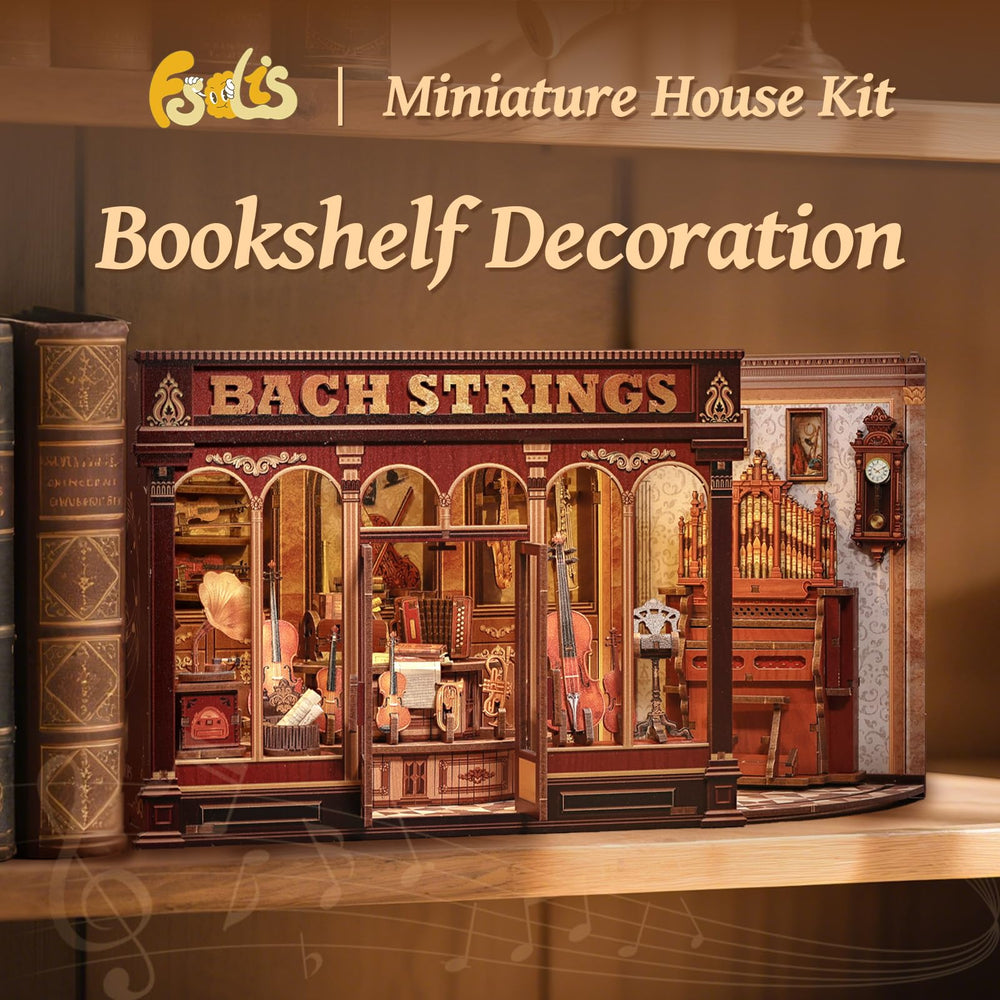 Fsolis Book Nook Kit on a shelf adds charming decor and personality to the room