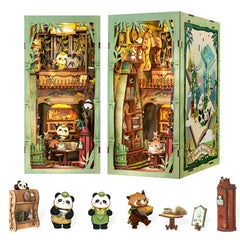 Fsolis Panda Bookshop assembly kit for shelves creates a charming miniature scene.