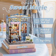 Fsolis Sweet Marie miniature shelf display enhances any bookshelf.