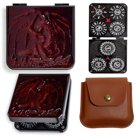 FSOUEHY DND pocket flip dice set in iron box with dragon carvings enhances table immersion.