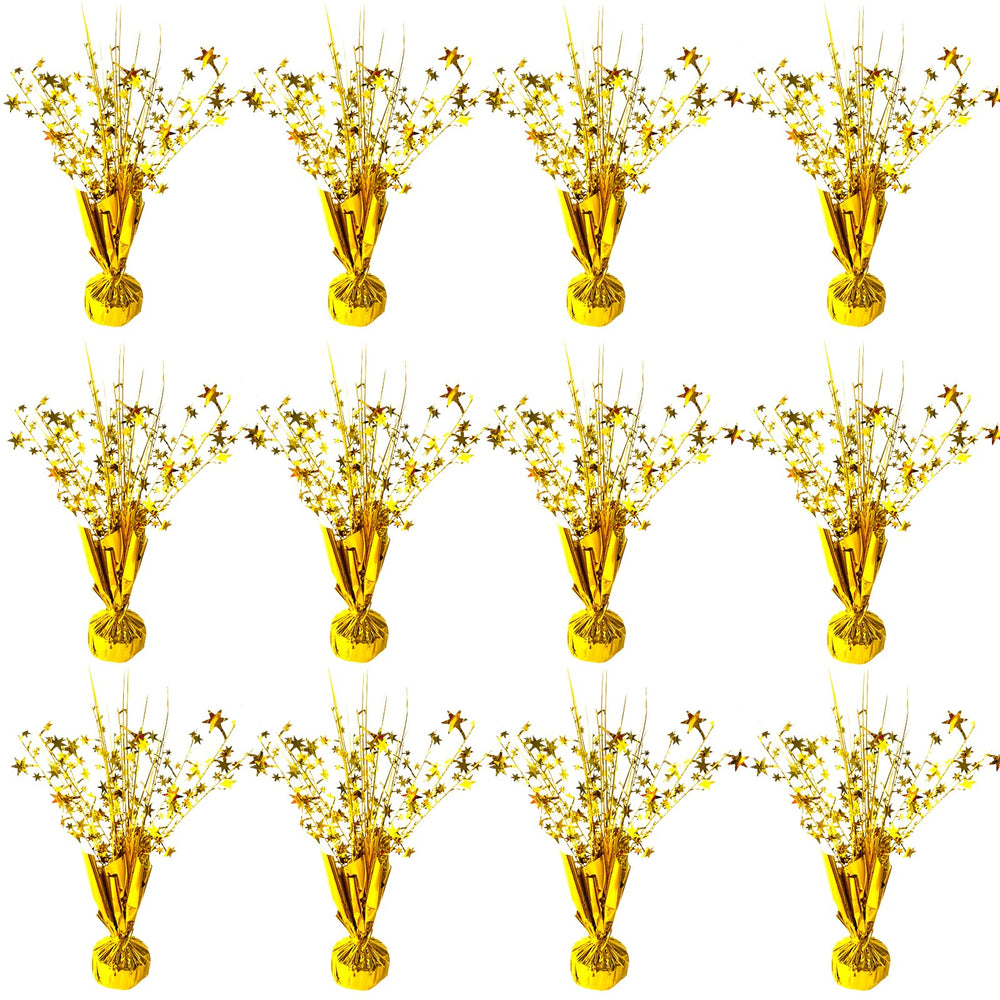 FUBININA 12-pack gold star centerpieces for festive table decor