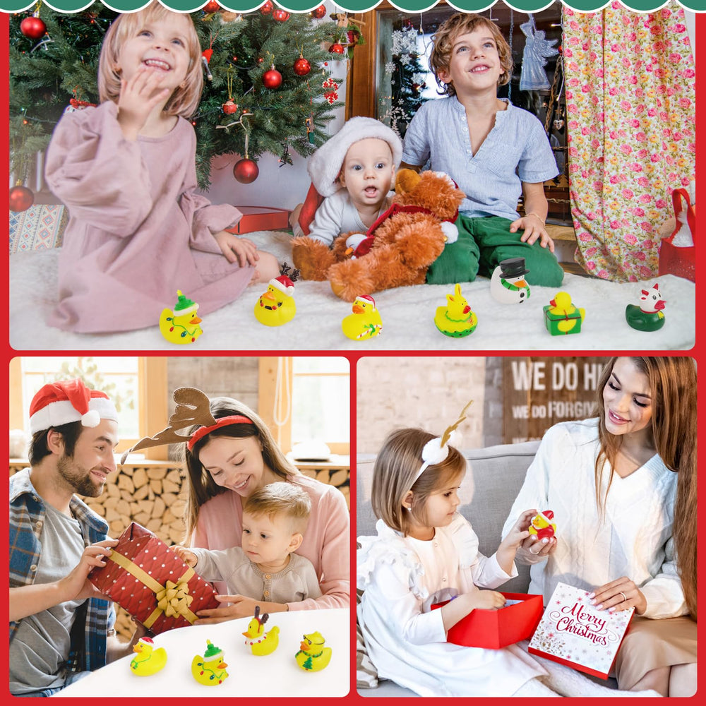 Fudragtn Christmas rubber duck 2-inch size, kid-friendly grip for tiny hands.