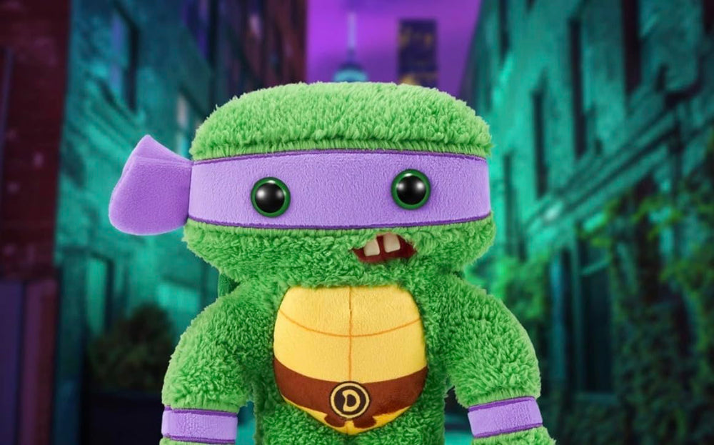 Fuggler Donatello green plush, a quirky ninja turtle collectible.