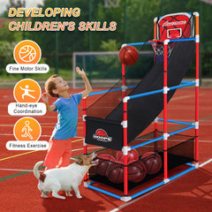 Fuilee arcade basketball set bottom storage keeps toys organized