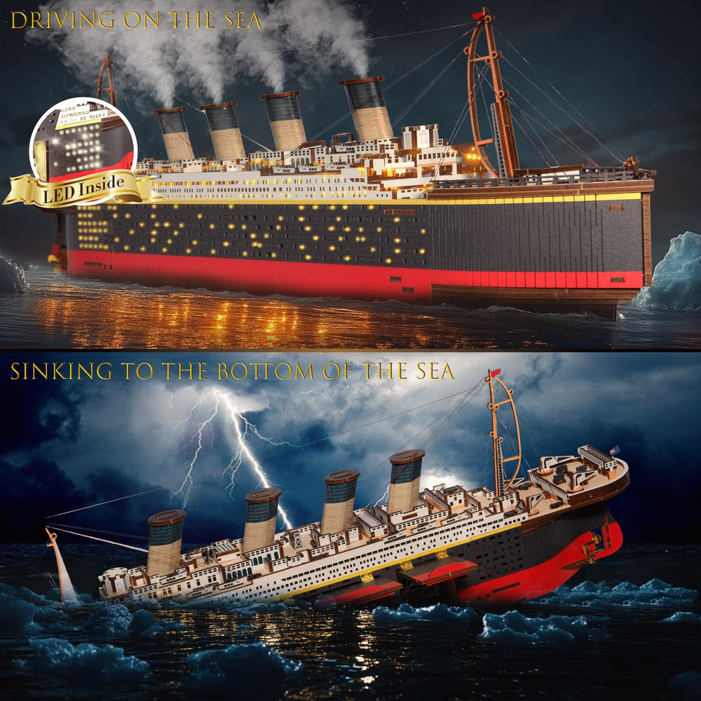 Fuiltee Titanic 3D puzzle heart of ocean safe highlights detailed interiors for display.