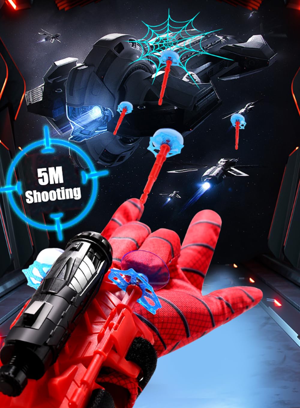 FULIM Spider Web Shooters imaginative play scene with friends.