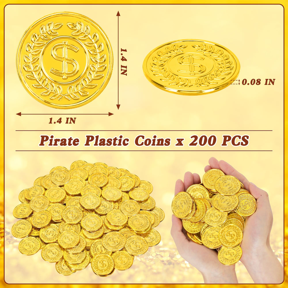FULLIVE 1.4 inch plastic coins add lightweight pirate accents