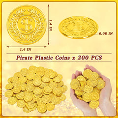 FULLIVE 1.4 inch plastic coins add lightweight pirate accents