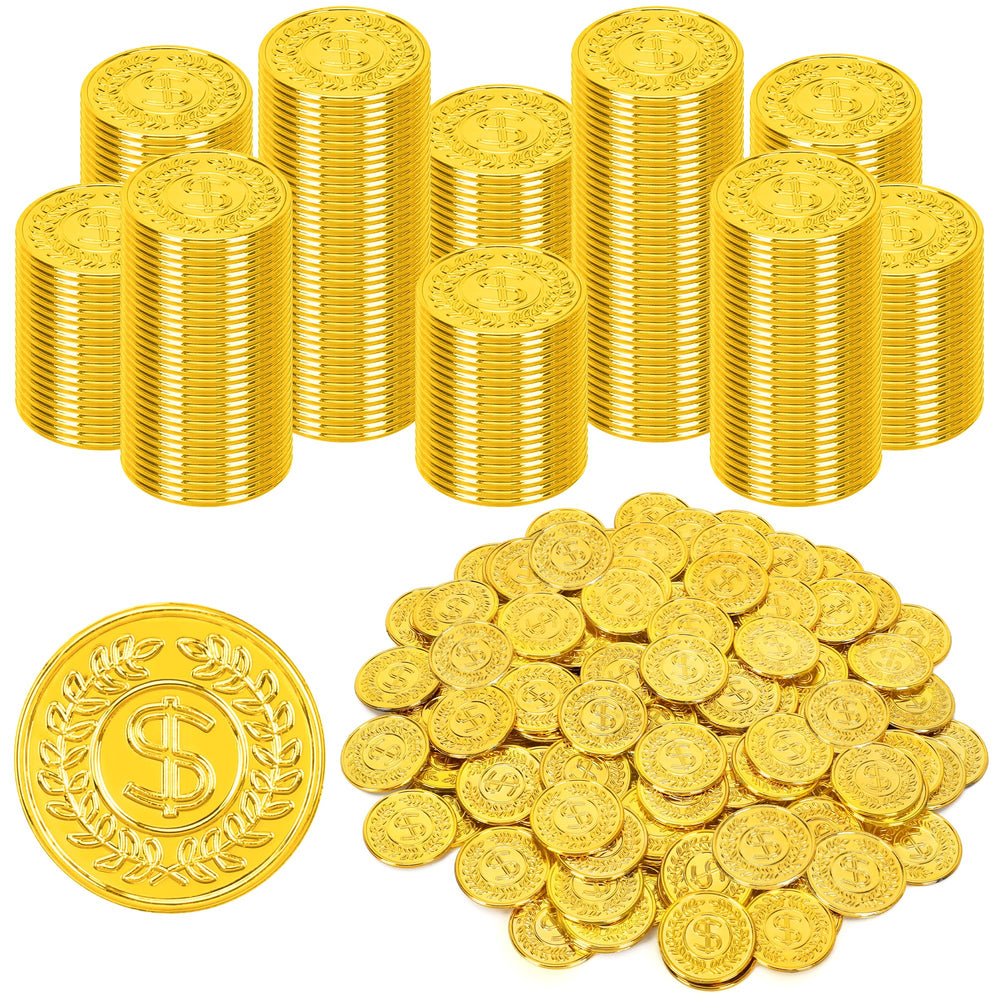 FULLIVE 200-pcs gold coins for treasure themed party decor