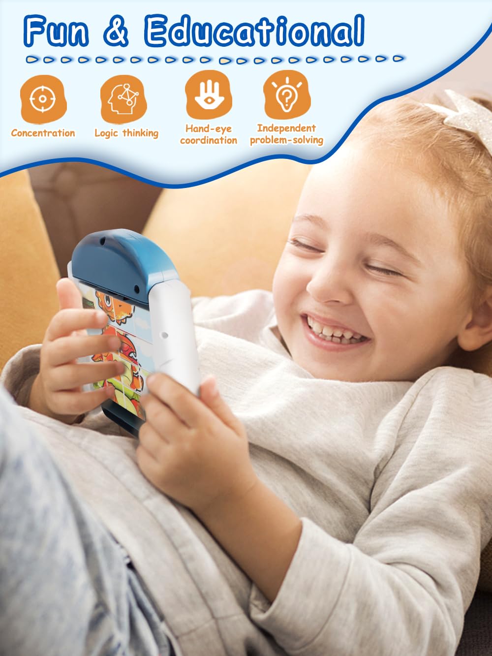 Fullware rotating puzzle close-up shows durable, non-toxic construction for safe play.