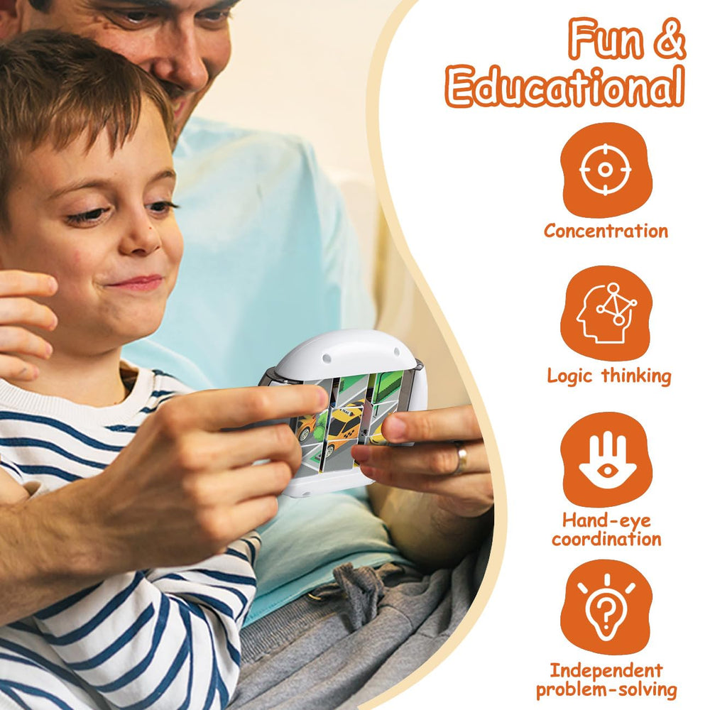 Fullware rotating puzzle car travel scene encourages cognitive patterning