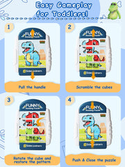 Fullware rotating puzzle travel compact offers quiet car-seat entertainment.