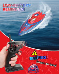Fullware Spider Hero RC Boat LED lights glow for dusk races.
