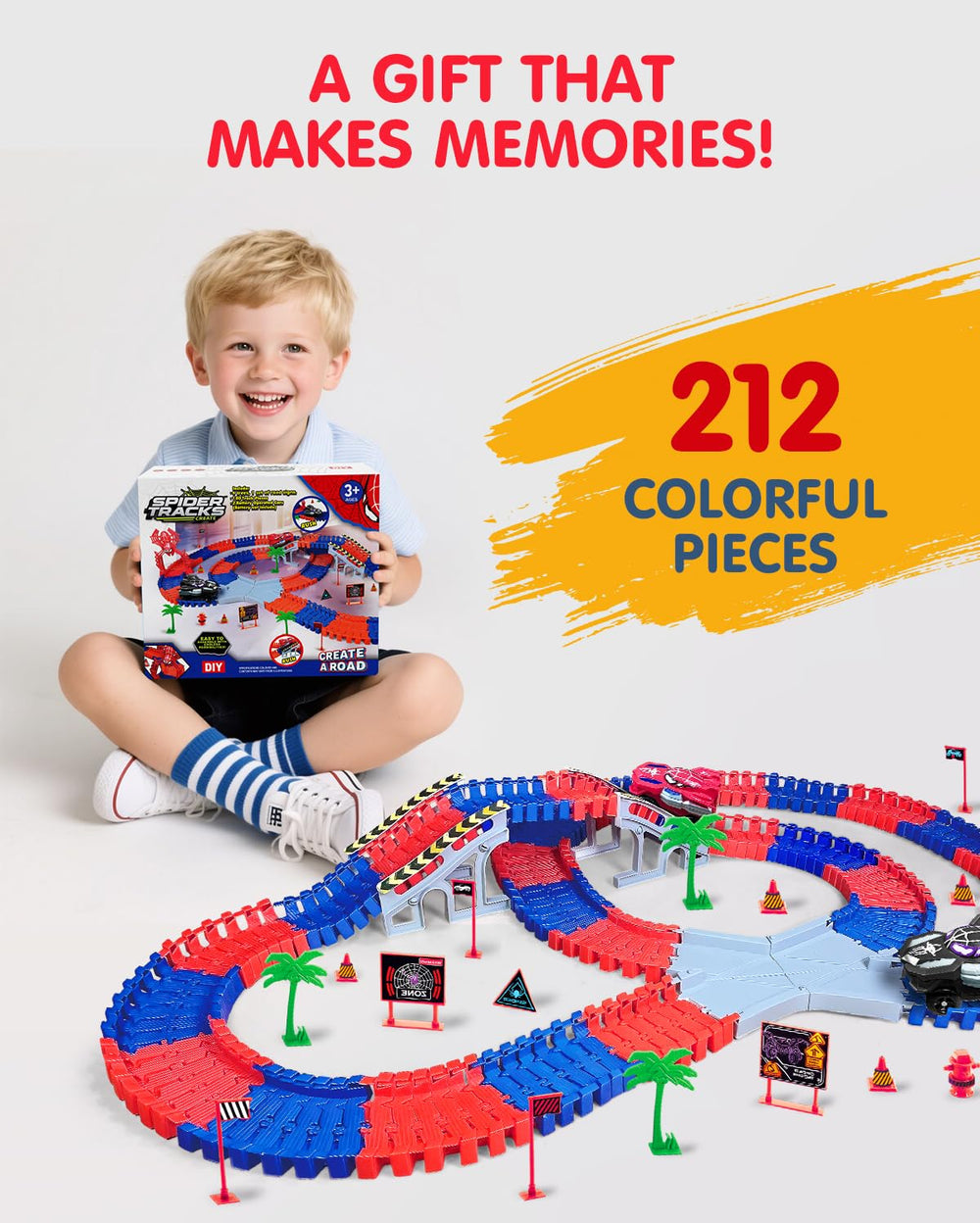 Fullware Spider Hero Track in action features two spider cars racing along curves.