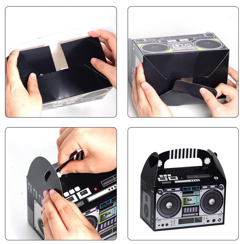 Fumwase dessert table centerpiece featuring a vibrant boombox design