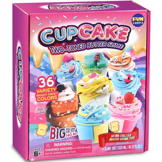 FunKidz cupcake butter slime pack with a two toned swirl for party favors
