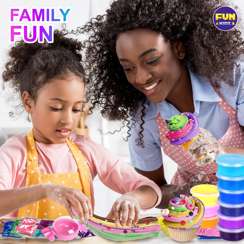 FUN KIDZ party favors showcase mini slime kits for celebrations.
