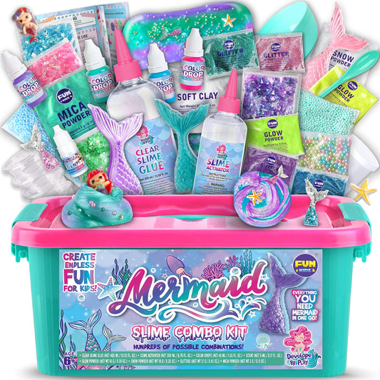 FunKidz Mermaid Slime Kit packaging with a vibrant, gift-ready design.