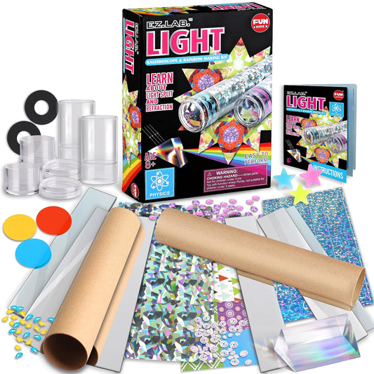 Fun Kidz Twins Kaleidoscope Kit: two kaleidoscopes producing vibrant color patterns for hands-on fun