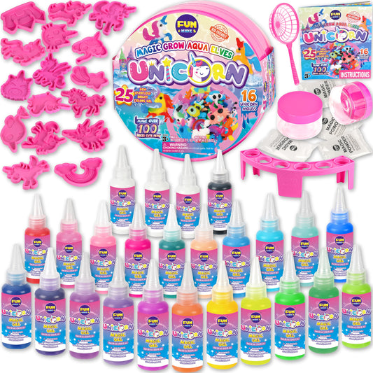 FUN KIDZ Unicorn Magic Grow Aqua Elves Kit box with 25 colors inviting creative play