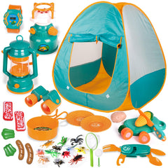 FUN LITTLE TOYS pop-up camping tent for cozy indoor or outdoor pretend play.