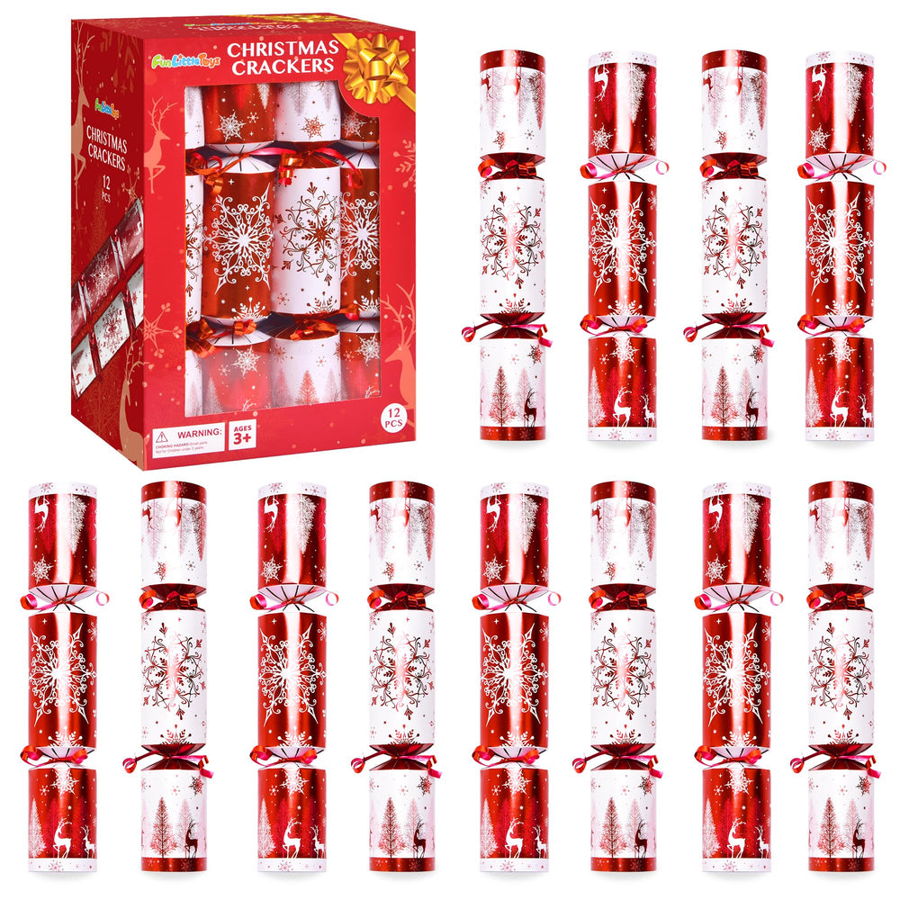 FUN LITTLE TOYS Christmas crackers 12-pack on a festive table for shared laughs