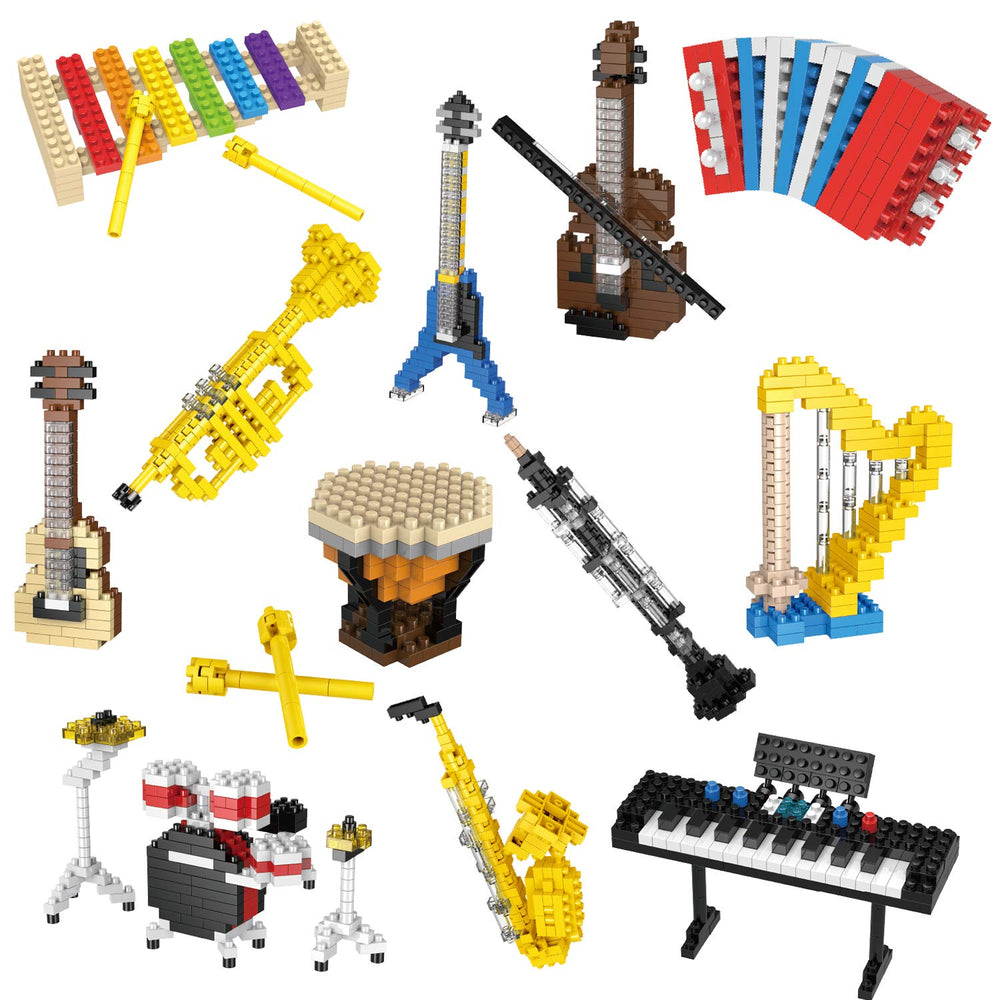 FUN LITTLE TOYS mini building blocks with musical instruments pack for imaginative play
