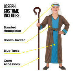 Fun Shack St Joseph costume: traditional headpiece and cane for classroom plays