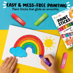 Funcils 36 washable tempera paint sticks smooth strokes on cardboard.