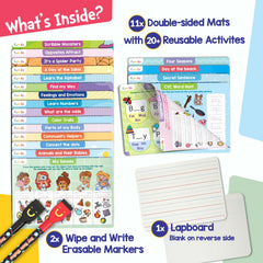 Funcils double-sided lapboard with ruled and plain sides for versatile practice.