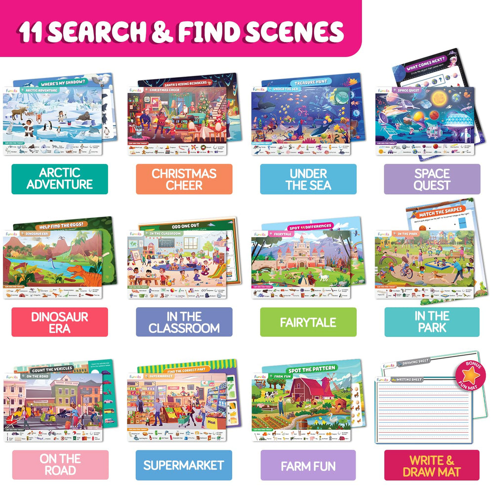 Funcils Seek and Find Christmas theme mats festive learning on the go