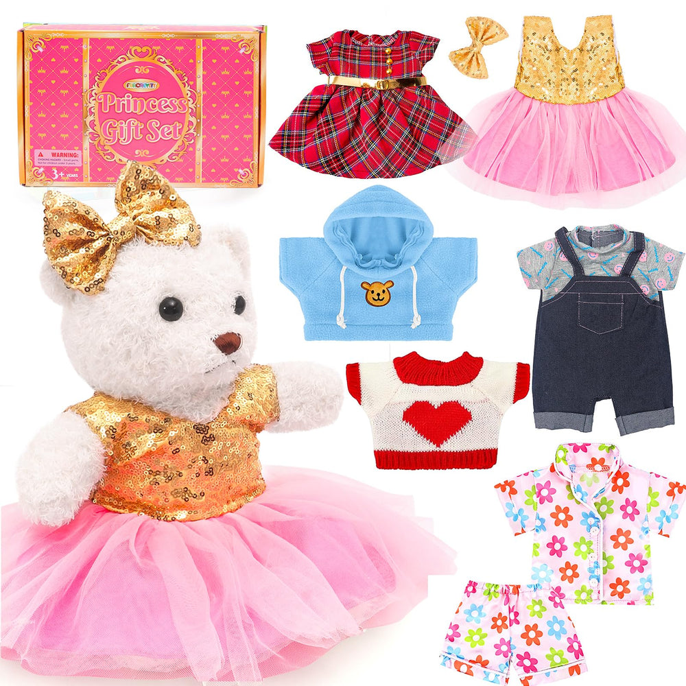 FUNCREVITY bear plush doll in cozy pajamas for cuddly play