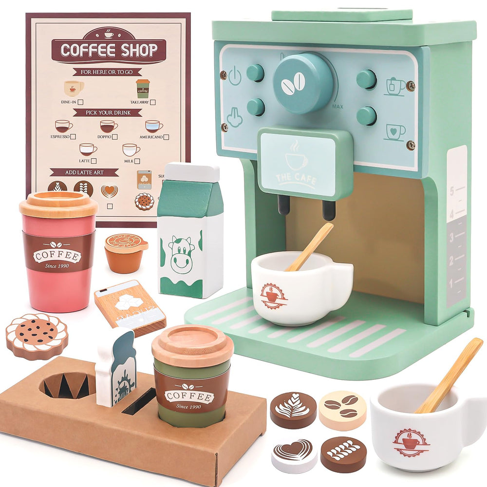 FUNCREVITY espresso machine playset with realistic sounds for imaginative pretend play