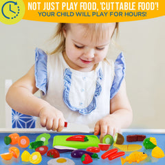 FUNERICA cuttable play food broccoli with cutting board, vibrant for fine motor skills.