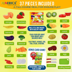 FUNERICA cuttable play food carrot with knives for safe slicing fun.