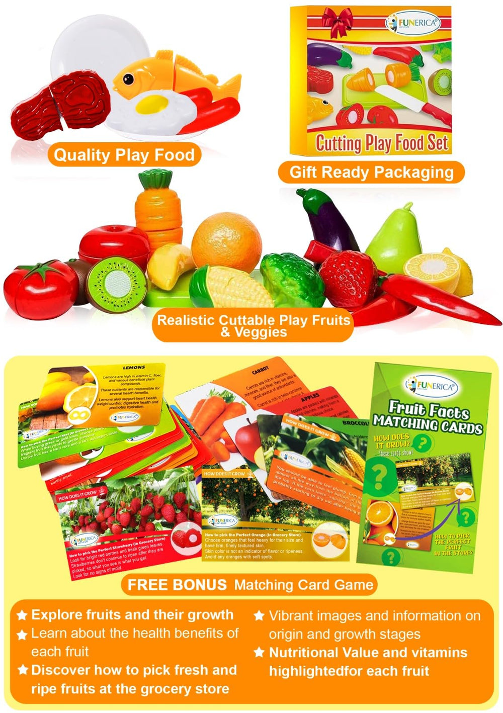 FUNERICA cuttable play food strawberry in bright colors for creative play.