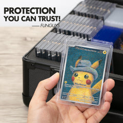 Holds 600+ top loaded cards and 2700+ sleeved cards.
