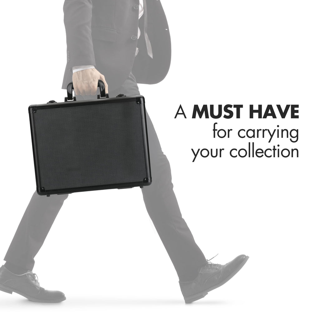 Exterior dimensions help plan shelf space for this compact case.