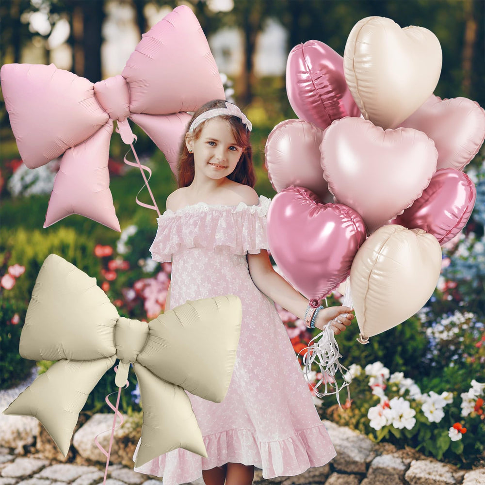 FunHot cream bow balloon adds a grand decorative touch