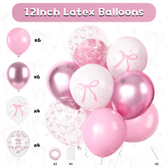 FunHot pink bow garland creates a dreamy backdrop for photos.