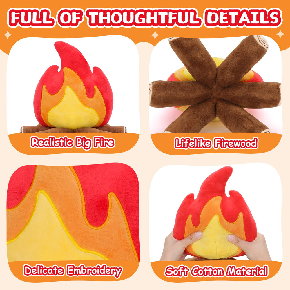FunisFun Campfire Plush Decor brightens a living room ambiance.