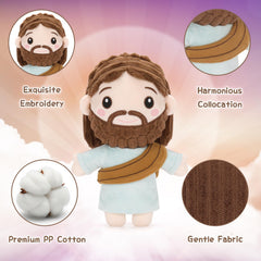 FunisFun Jesus plush features detailed robe accents for faith-inspired decor.