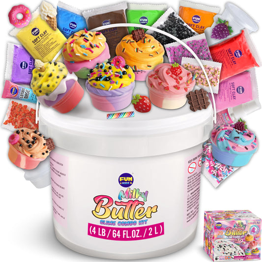 Funkidz milky butter slime bucket shows creamy texture for sensory play