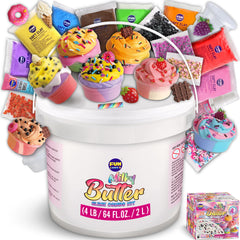 Funkidz milky butter slime bucket shows creamy texture for sensory play