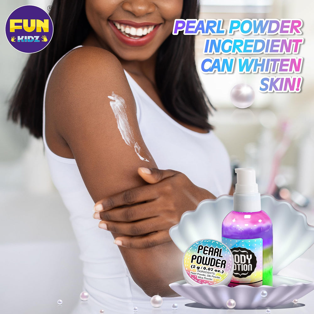 FunKidz pearl powder lotion swatch adds a smooth finish