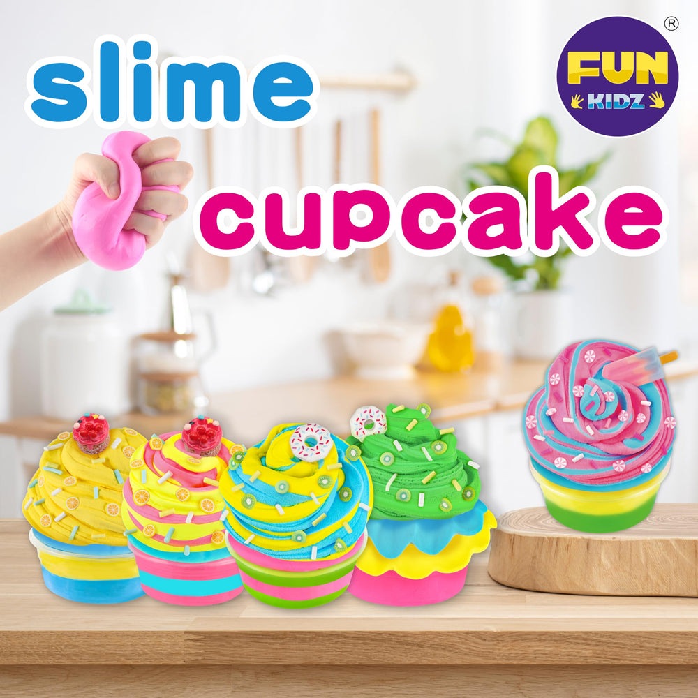 FUN KIDZ squishy cupcake slime kit storage cups, keeps supplies tidy after crafting