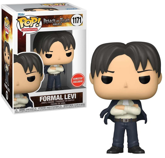Funko Attack on Titan Formal Levi figure front view, ideal for display and collection.