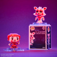 Funko Bitty Pop acrylic base supports display.